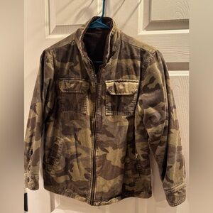 Vintage kids Route 66 Camouflage Zip-Front Utility corduroy jacket large 10/12